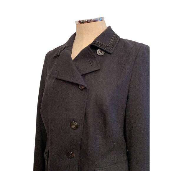 Size 44 (12) Feraud Black Womens Blazer Jacket Braided Trim Vintage Wool Blend - Picture 3 of 12